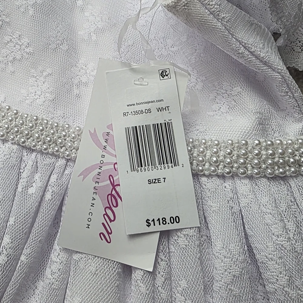 Bonnie Jean Communion Short Sleeve Flutter Flower Girl Fit + Flare Dress. NEW!
